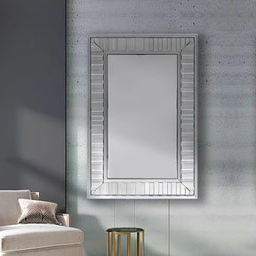 Cumberland River silver rectangular wall mirror in a hallway