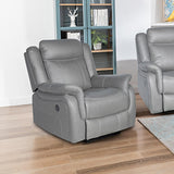 Nowra grey fabric recliner chair reclined in a living room