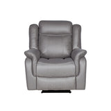 Nowra grey fabric recliner chair reclined in a living room