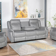 Torrox grey fabric recliner sofa in a modern living room