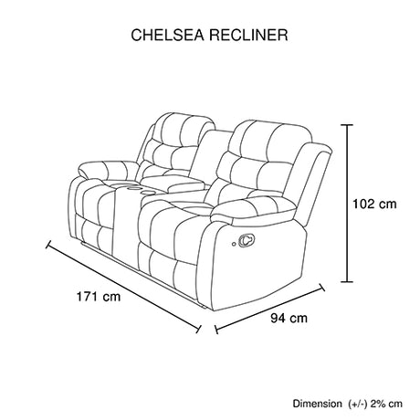 Chelsea 2R Seater Leatherette Recliner