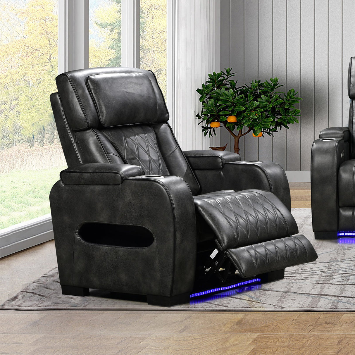 Estepona 1 Seater Recliner Sofa, Dark Grey