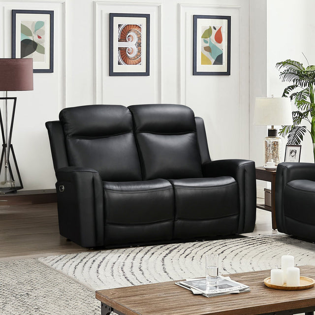 Mijas black faux leather recliner sofa in a modern living room