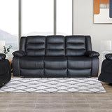 Luxury 3-Seater Black Faux Leather Recliner Sofa — Allure Home Collections