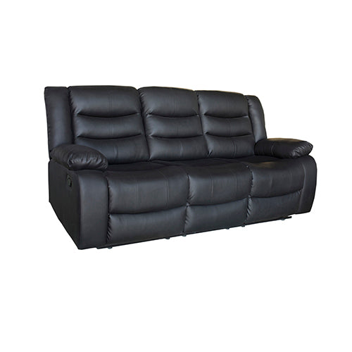 Luxury 3-Seater Black Faux Leather Recliner Sofa — Allure Home Collections