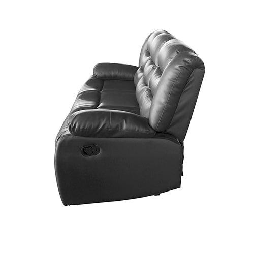 Luxury 3-Seater Black Faux Leather Recliner Sofa — Allure Home Collections