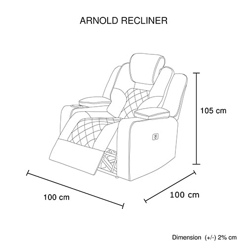 Electric Recliner Lounge Armchair in Rhino Fabric