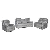 Finest Grey Fabric Recliner Sofa Set — 3+2+1 Seater, Strong Metal Frame — Allure Home Collections