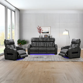 Harrison Recliner Set, 3 and 1 Seater, Grey