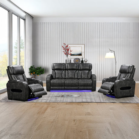 Harrison Recliner Set, 3 and 1 Seater, Grey