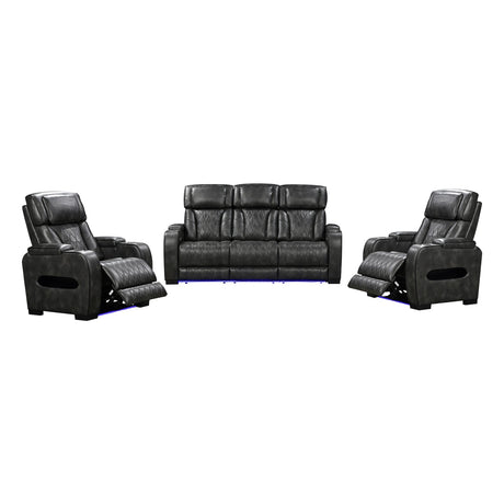 Harrison Recliner Set, 3 and 1 Seater, Grey, view 2