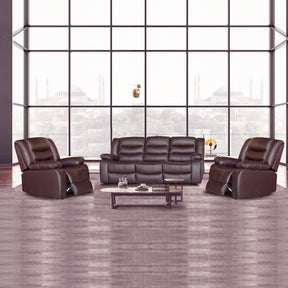 Nerja brown faux leather recliner sofa in a modern living room