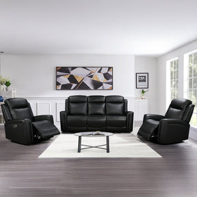 Tarifa black electric leather recliner set with three seater and two single recliners