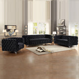 Salobrena black velvet sofa in a modern living room