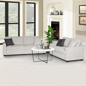 Frigiliana grey fabric sofa in a modern living room