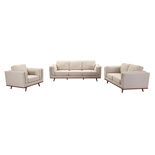 Marbella beige fabric sofa in a modern living room