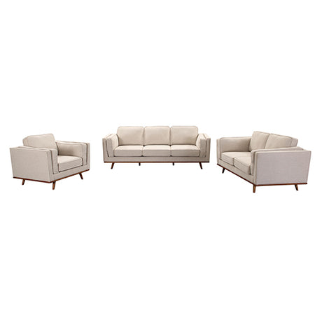 Marbella beige fabric sofa in a modern living room