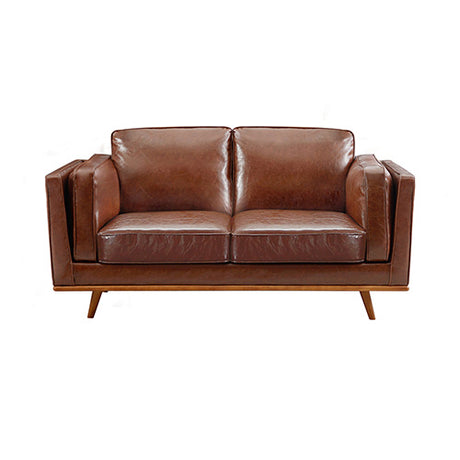 Elegant 3+2 Seater Brown Leather Sofa Set
