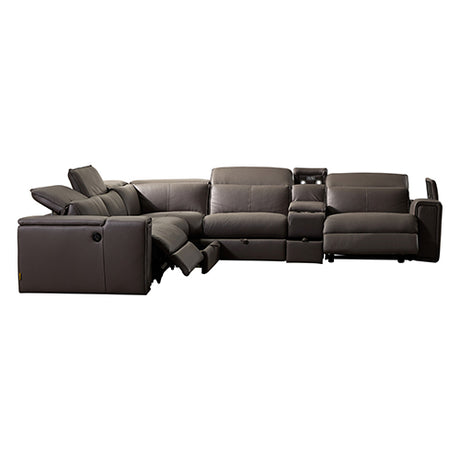 Valldemossa grey leather corner sofa in a modern living room