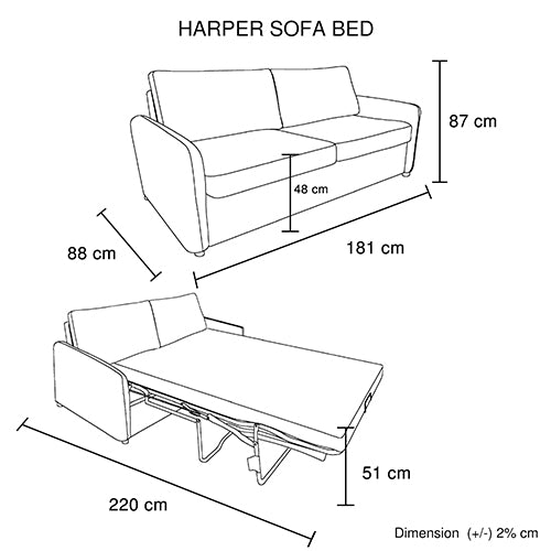 Deia 3 Seater Sofa Bed, Blue