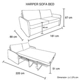 Deia 3 Seater Sofa Bed, Blue