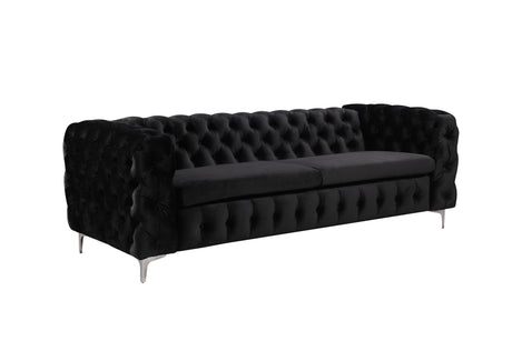 Salobrena black velvet sofa in a modern living room