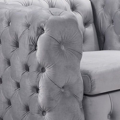 Elegant Grey Velvet 3-Seater Sofa