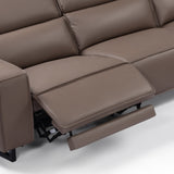 5 Seater Real Cow Leather Sofa with Power Recliner Adjustable Headrest Wooden Frame Corner Lounge