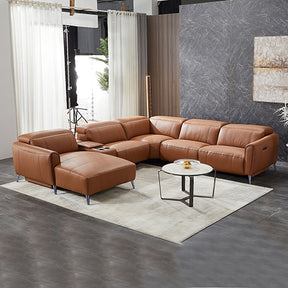 Formentera genuine leather corner sofa in a modern living room