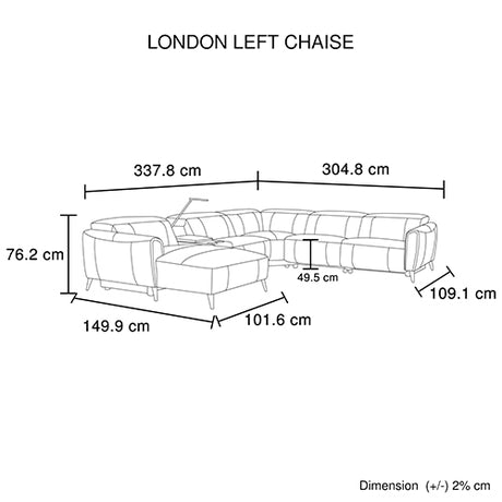 London 5 Seater Genuine Leather Electric Recliner Sofa