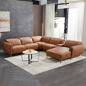 Formentera genuine leather corner sofa in a modern living room