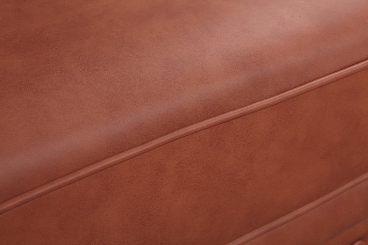 Elegant Brown Faux Leather 3 Seater Sofa