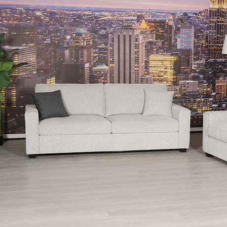 Milano 3-Seater Sofa Set — Grey Polyester Fabric, Individual Pocket Springs, Two Pillows — Allure Home Collections