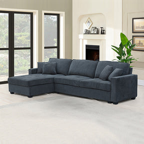 Begur charcoal polyester corner sofa chaise with two attached pillows