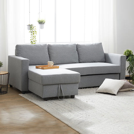 Murry Grey 2-Seater Sofa Bed with Pull-Out Storage and Chaise — Allure Home Collections