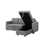 Murry Grey 2-Seater Sofa Bed with Pull-Out Storage and Chaise — Allure Home Collections