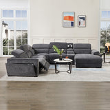 Grey Corner Sofa Chaise Electric Recliner
