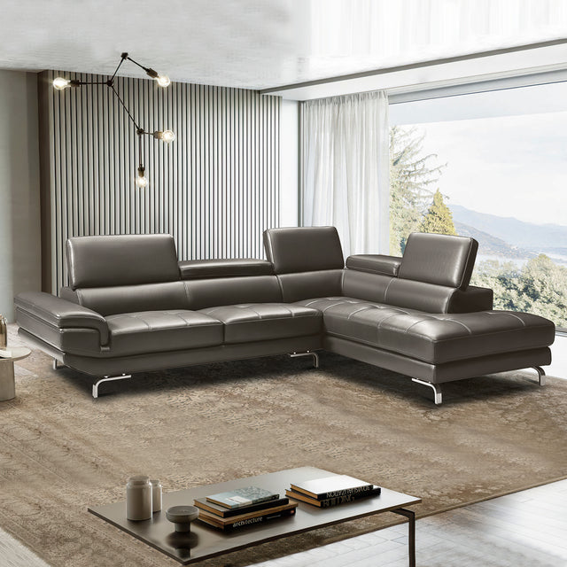 Altea grey faux leather chaise sofa in a modern living room