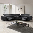 Estepona black genuine leather 6 seater corner sofa with electric recliners