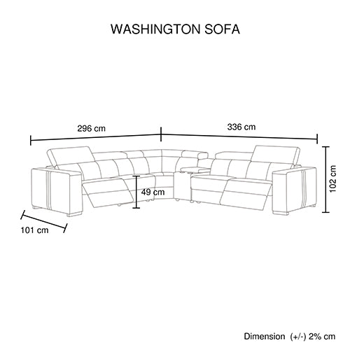 Washington 6-Seater Luxury Leather Corner Sofa