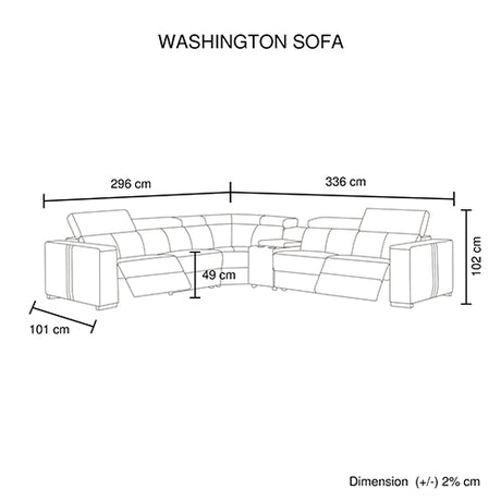 Washington 6-Seater Luxury Leather Corner Sofa