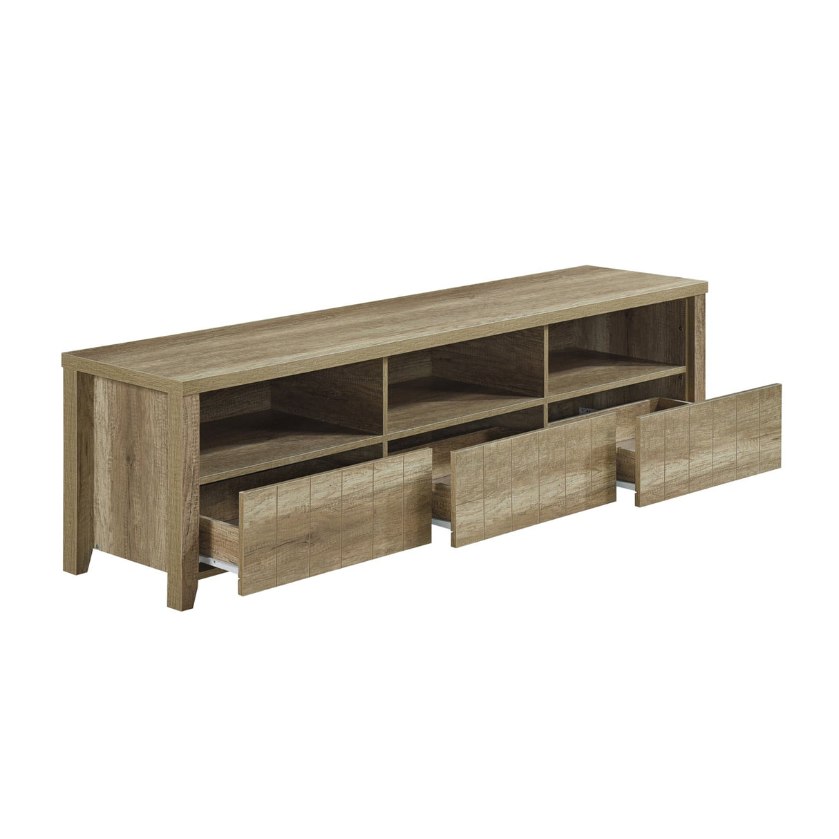 Nubeena oak TV cabinet on slender pole legs