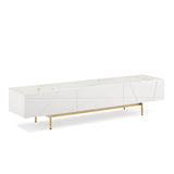 Amelia Glossy White TV Cabinet with Metal Base