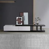 High-Gloss TV Cabinet with 2 Drawers and Tempt Glass Top — Fully Assembled — Allure Home Collections