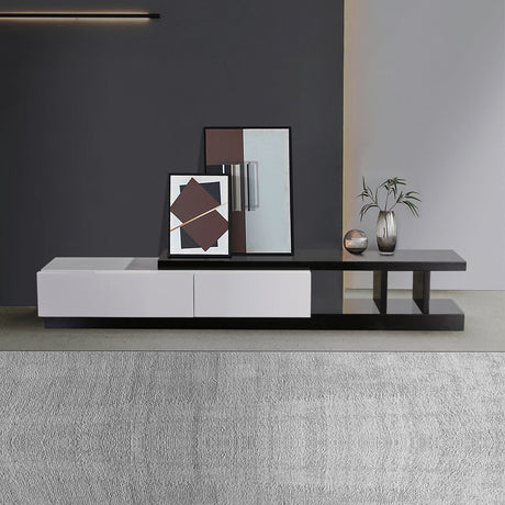 High-Gloss TV Cabinet with 2 Drawers and Tempt Glass Top — Fully Assembled — Allure Home Collections