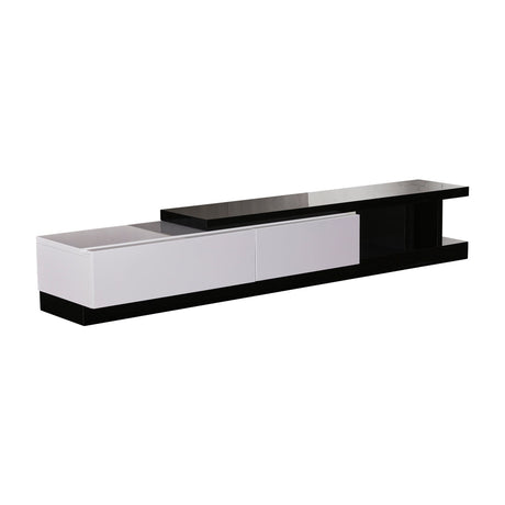 High-Gloss TV Cabinet with 2 Drawers and Tempt Glass Top — Fully Assembled — Allure Home Collections
