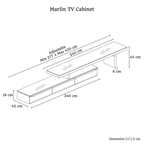 Pipers River 420cm Extendable Entertainment Unit, Black Gloss