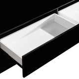 High-Gloss TV Cabinet with 3 Drawers and Tempt Glass Top — Fully Assembled — Allure Home Collections