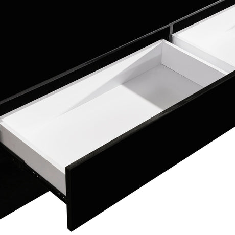 High-Gloss TV Cabinet with 3 Drawers and Tempt Glass Top — Fully Assembled — Allure Home Collections