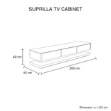 Greens Beach 200cm TV Cabinet, Black Gloss